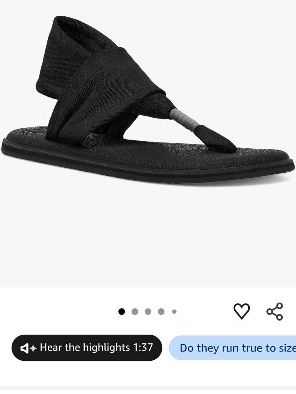 Sanuk Black Fabric Yoga Sling Sandals with Green Logo Tag
